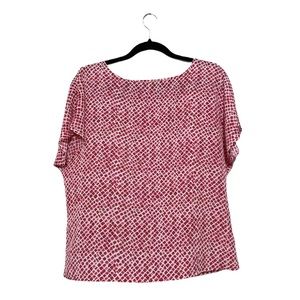 LOFT Women's Pink Geometric Stones Short Sleeve Blouse - Size Medium